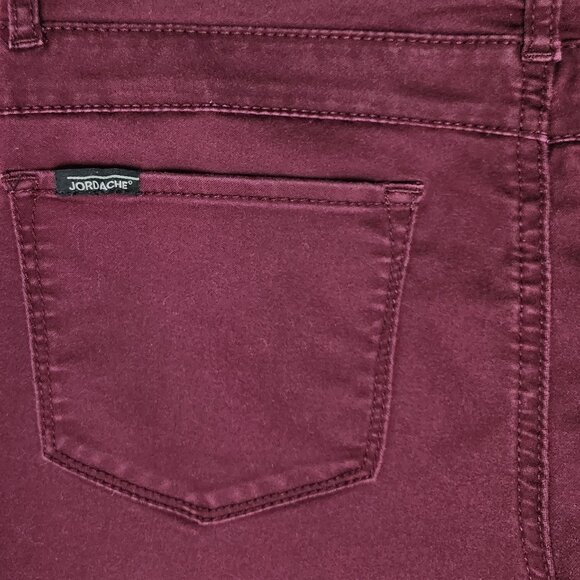 Maroon High waisted Skinny Jeans with Triple Button - Picture 5 of 8